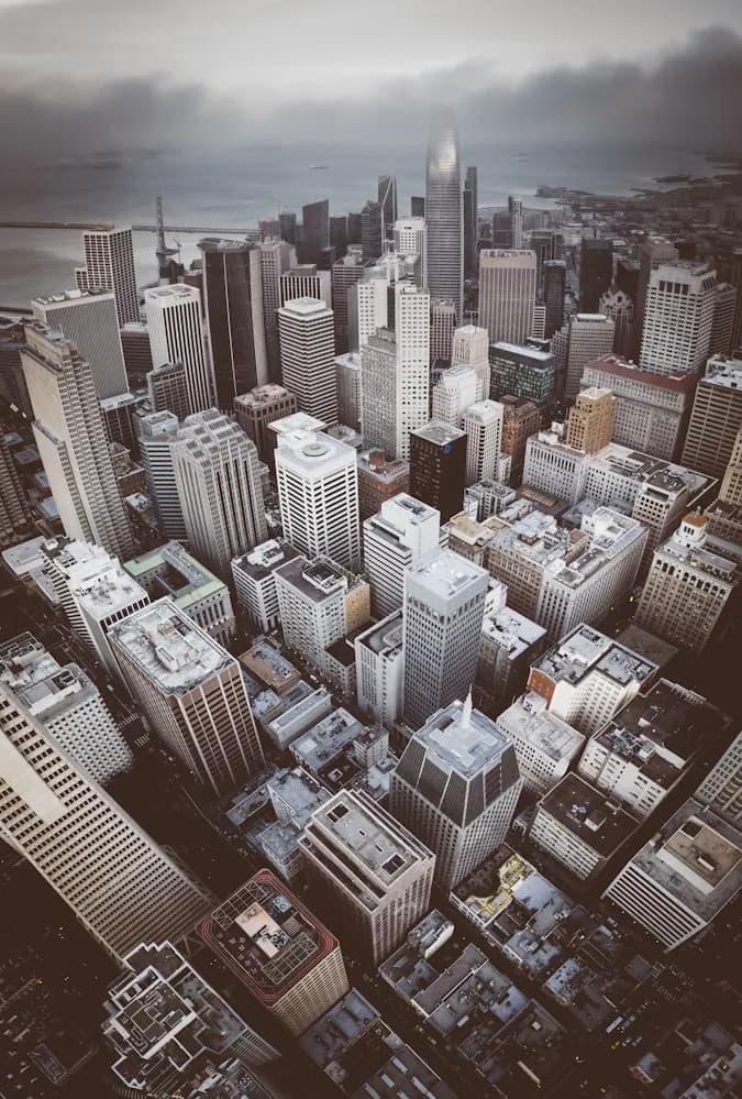 Dense city blocks seen from above.