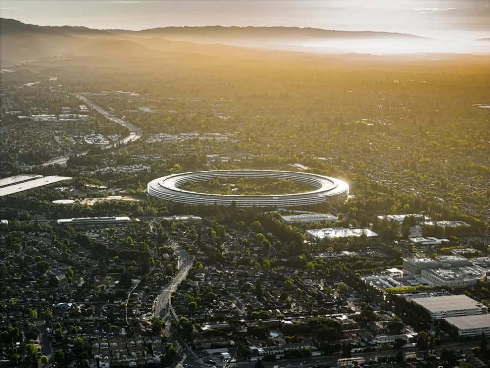 A ring-shaped technology campus seen from the air.