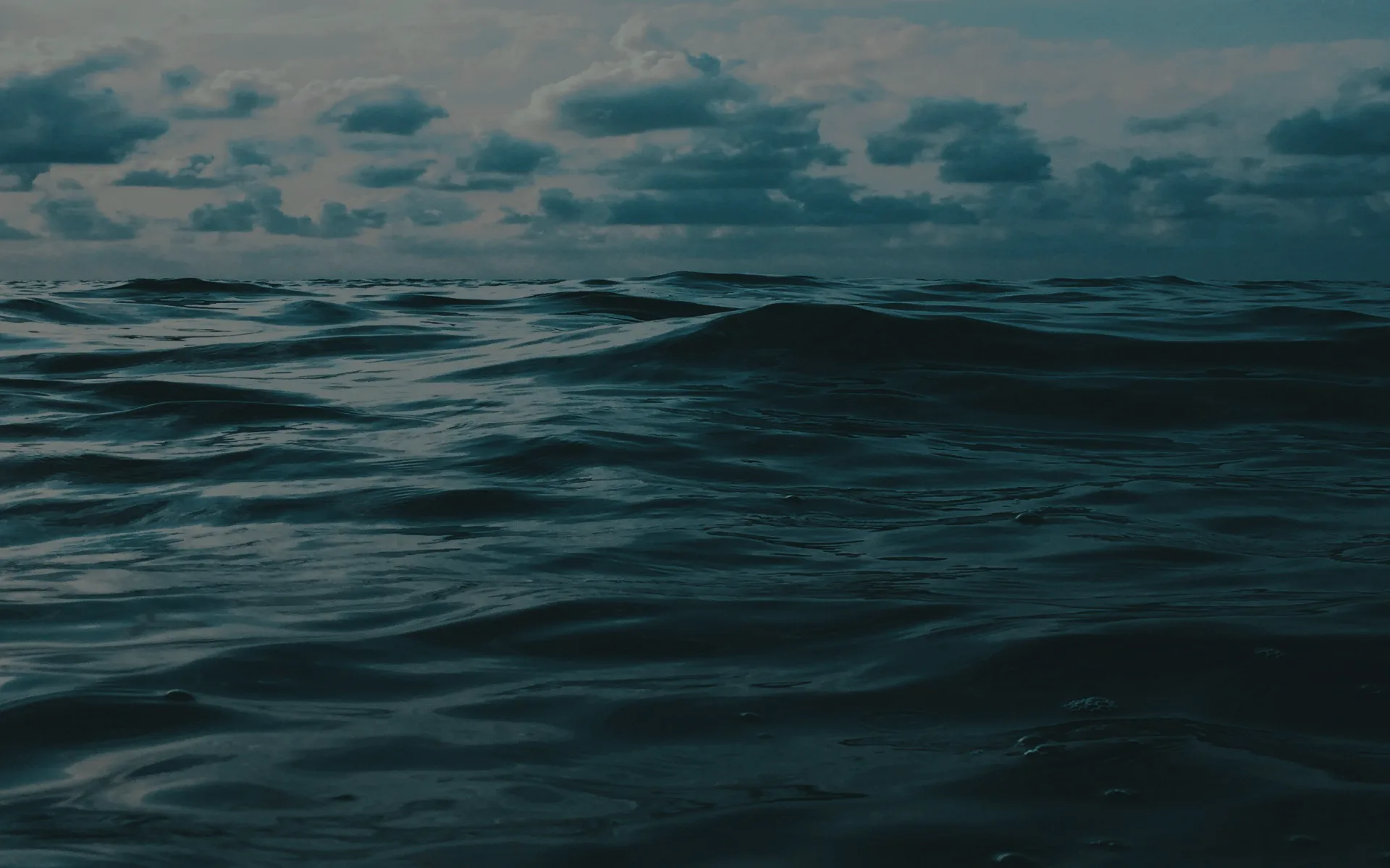 An open sea swell under a clouded sky.